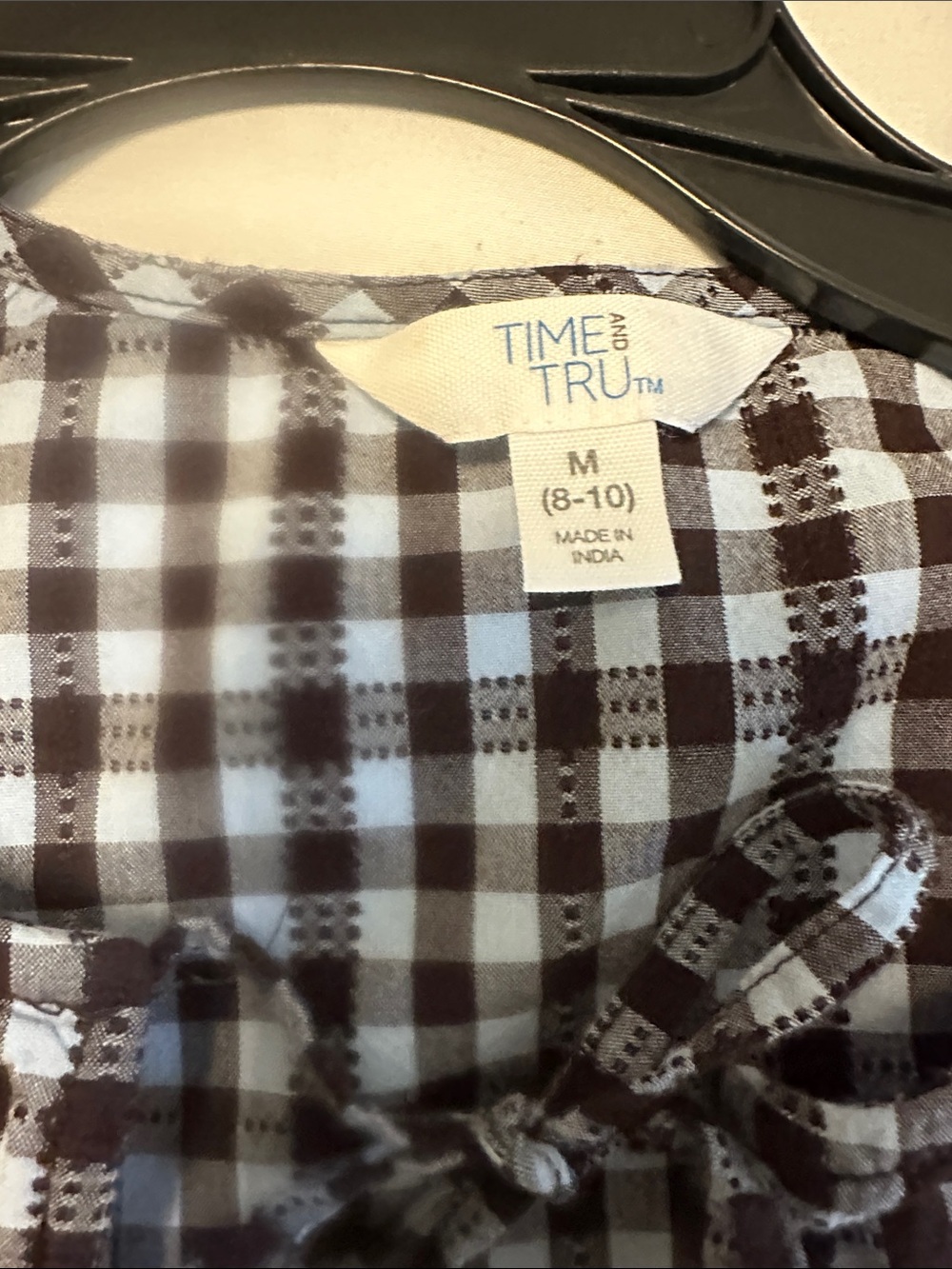 Madewell Black and White Gingham Lace-Up Peplum Blouse - Picture 2 of 6